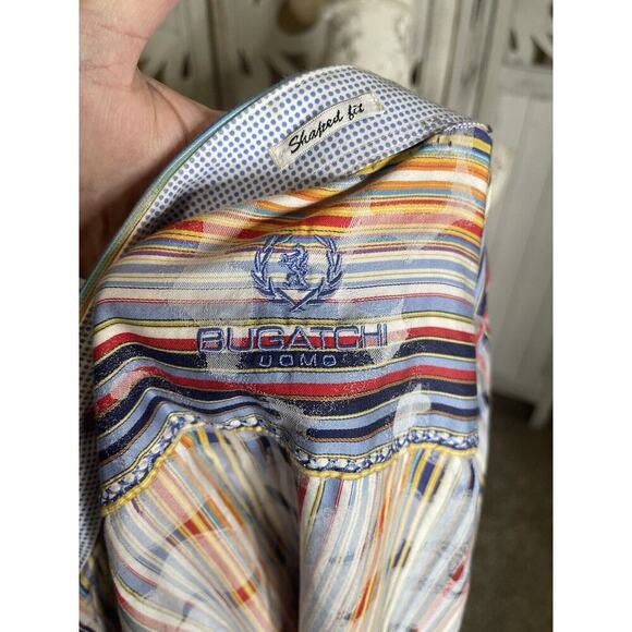 Bugatchi Uomo Mens Long Sleeve Button Down Shirt-Size XL Colorful Striped - Picture 4 of 8